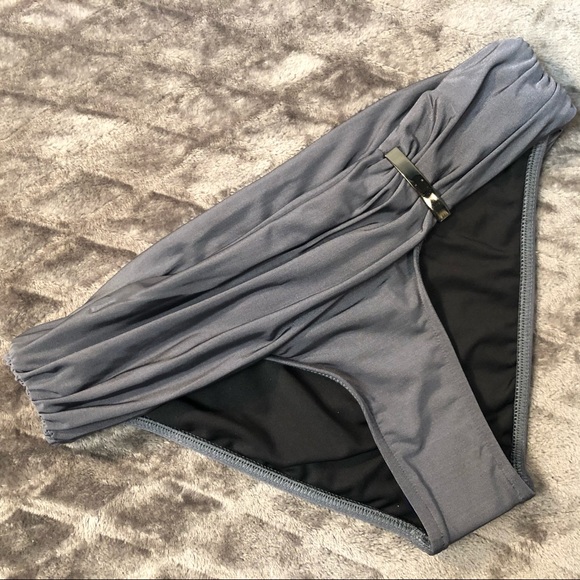 Gray Bikini Bottoms with Metal Clip - Picture 3 of 5